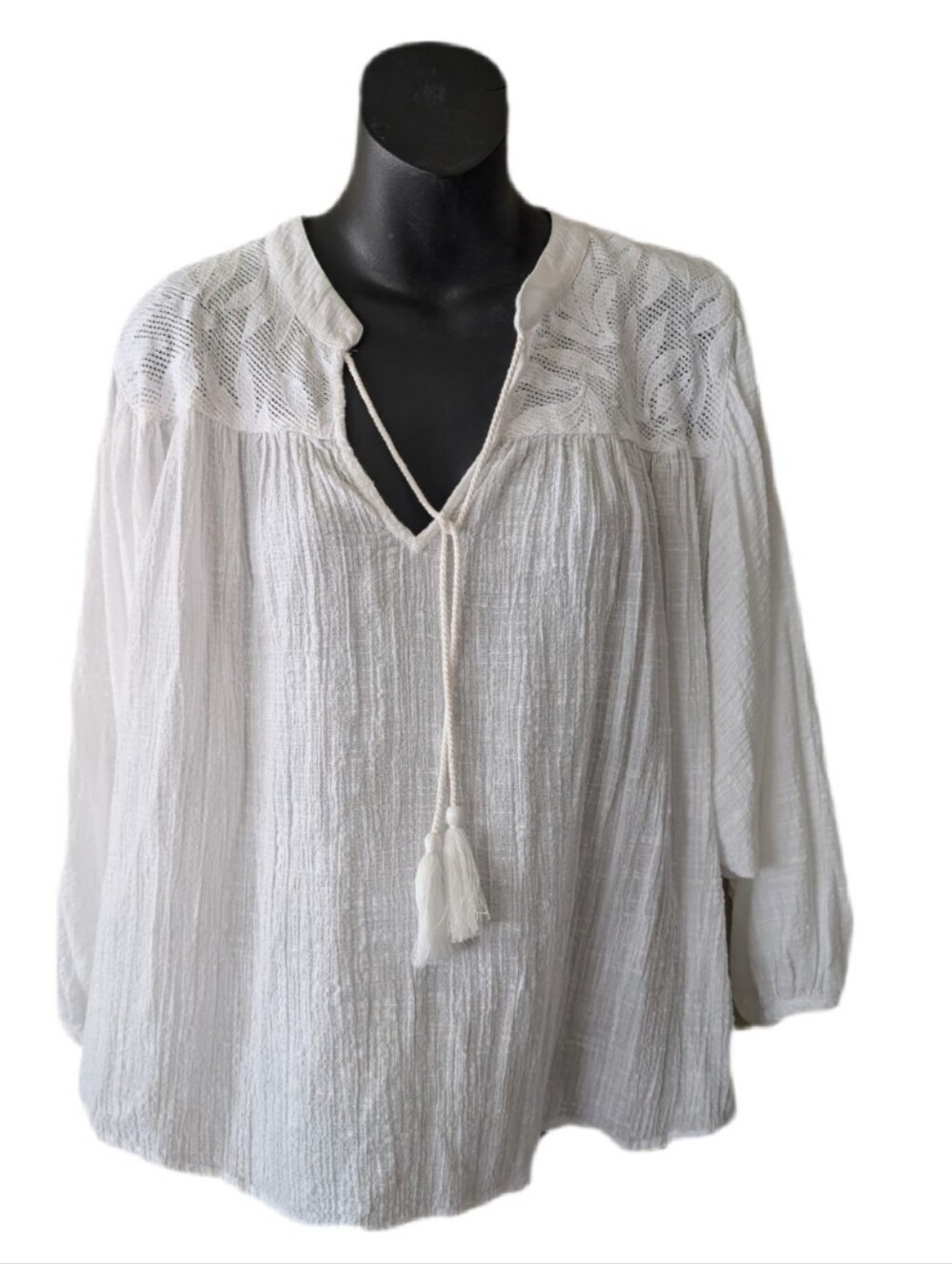 Ripcurl white cotton peasant Blouse S